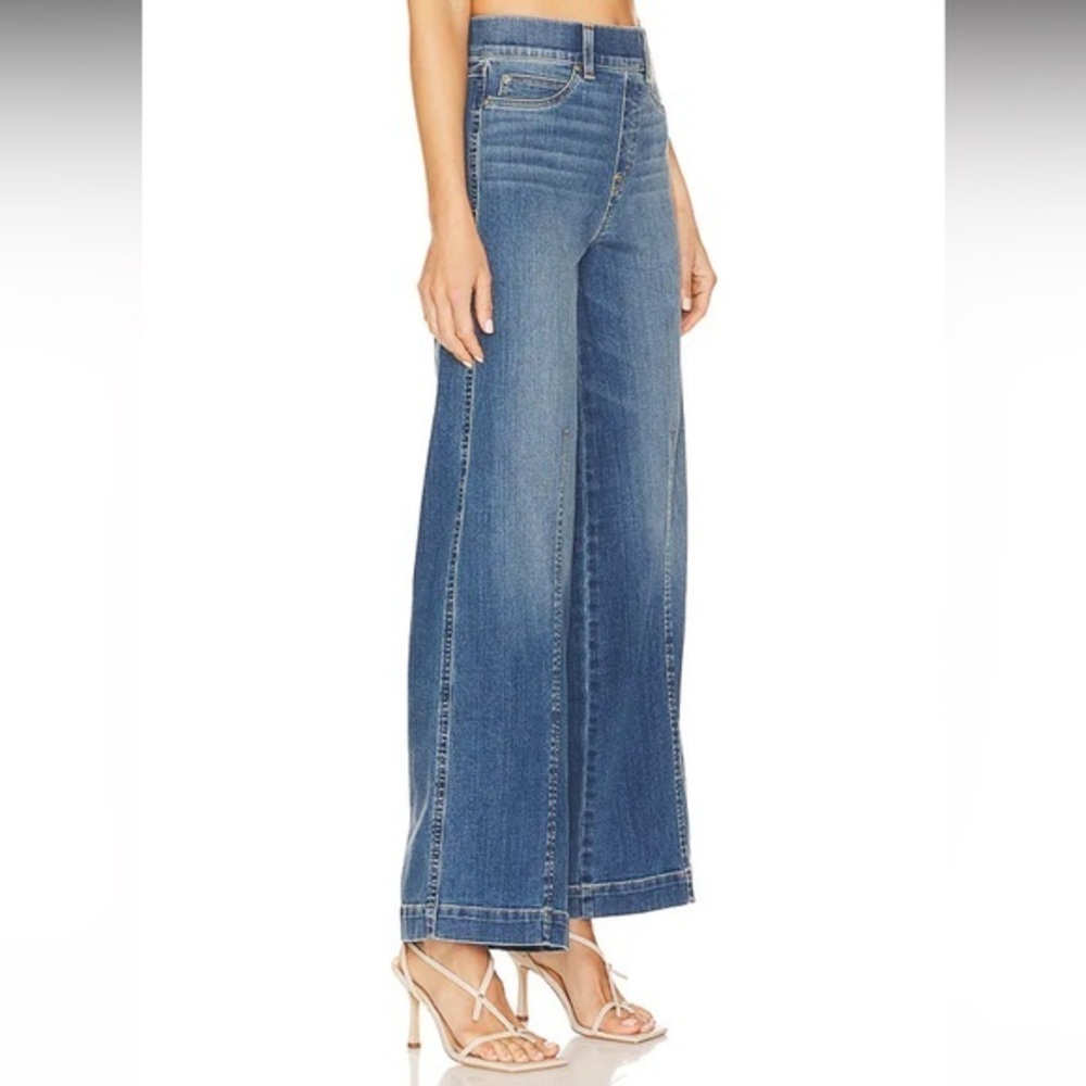 Spanx Seamed Front High Rise Wide Leg Jeans in Vintage Indigo Size Large